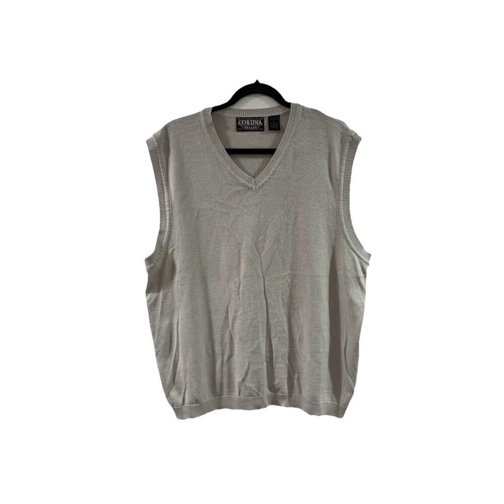 VTG Cortina Italia Men's sweater vest - Size L - Beige - Made in Korea